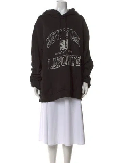 Pre-owned Lapointe Graphic Print Crew Neck Sweater In Black