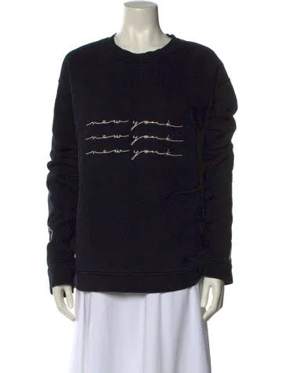 Pre-owned Lapointe Graphic Print Crew Neck Sweatshirt In Black