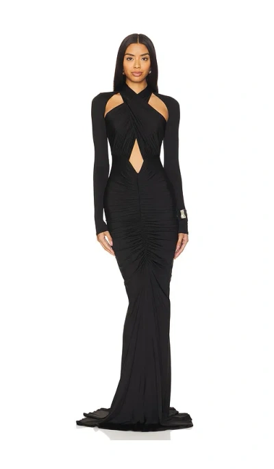 Lapointe Halter Ruched Gown In Black