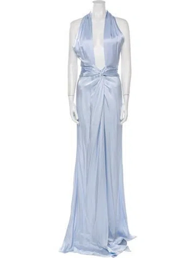Pre-owned Lapointe Halterneck Long Dress In Blue