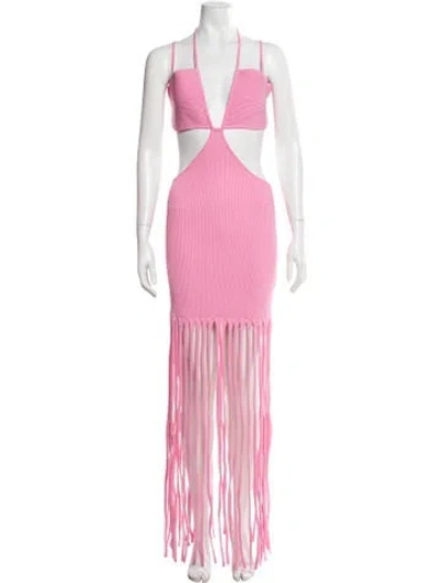 Pre-owned Lapointe Halterneck Long Dress In Pink