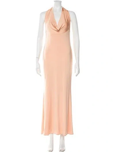 Pre-owned Lapointe Halterneck Long Dress In Pink