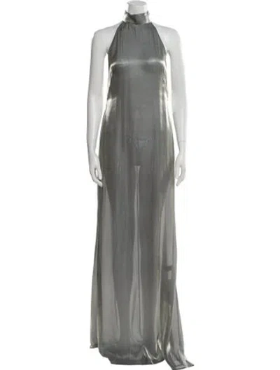 Pre-owned Lapointe Halterneck Long Dress W/ Tags In Gray