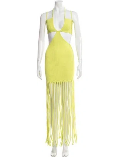 Pre-owned Lapointe Halterneck Long Dress In Yellow