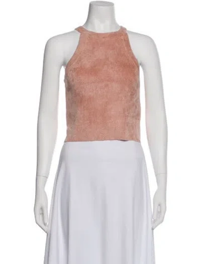 Pre-owned Lapointe Halterneck Sleeveless Crop Top In Pink