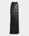 Lapointe High Waist Sequined Maxi Skirt In Black