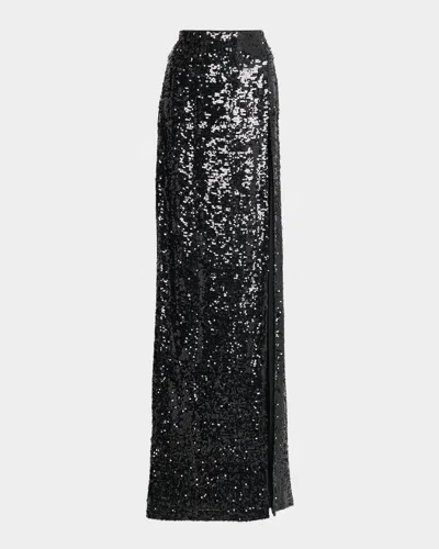 Lapointe High Waist Sequined Maxi Skirt In Black
