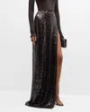 Lapointe Sequined Maxi Slip Skirt In Cacao