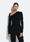 Lapointe Jersey Asymmetrical Ruched Top In Black