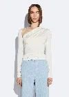 Lapointe Jersey Asymmetrical Ruched Top In Cream