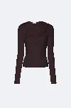 Lapointe Jersey Asymmetrical Ruched Top In Dark Brown
