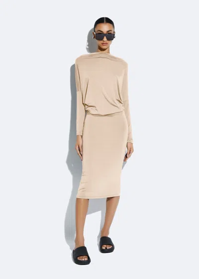 Lapointe Jersey Blouson Dress In Ecru