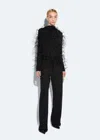 Lapointe Jersey Blouson Top With Feathers In Black