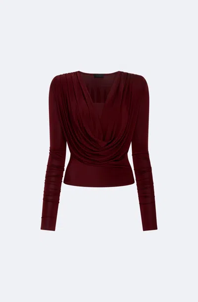 Lapointe Jersey Cowl Neck Bandeau Top In Red