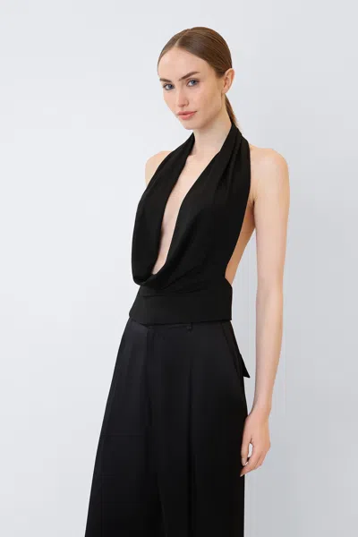 Lapointe Jersey Cowl Neck Top In Black