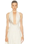 Lapointe Jersey Cowl Neck Top In White