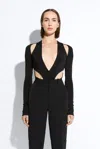 Lapointe Jersey Cut Out V Neck Bodysuit In Black