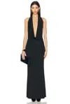Lapointe Jersey Deep Cowl Neck Gown In Black