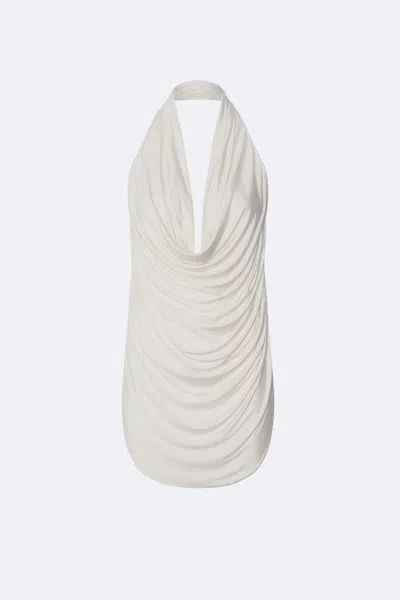 Lapointe Jersey Draped Cowl Neck Top In Cream
