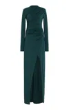 Lapointe Jersey Draped Gown In Green