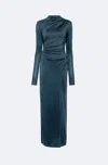 Lapointe Jersey Draped Gown In Marine