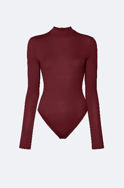 Lapointe Jersey Mock Neck Bodysuit In Burgundy
