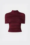 Lapointe Jersey Mock Neck Ruched Top In Multi