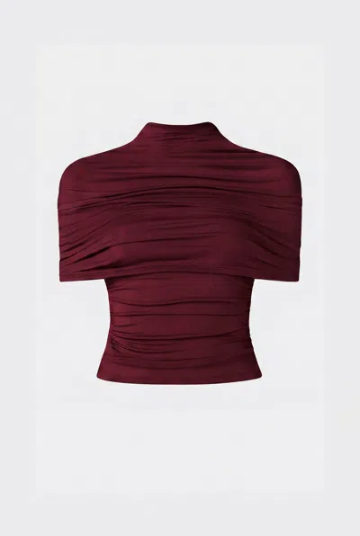 LAPOINTE JERSEY MOCK NECK RUCHED TOP