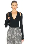 Lapointe Jersey V Neck Bodysuit In Black