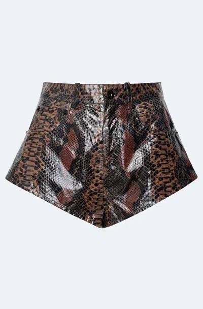 Lapointe Laminated Snake Mini Short In Animal Print