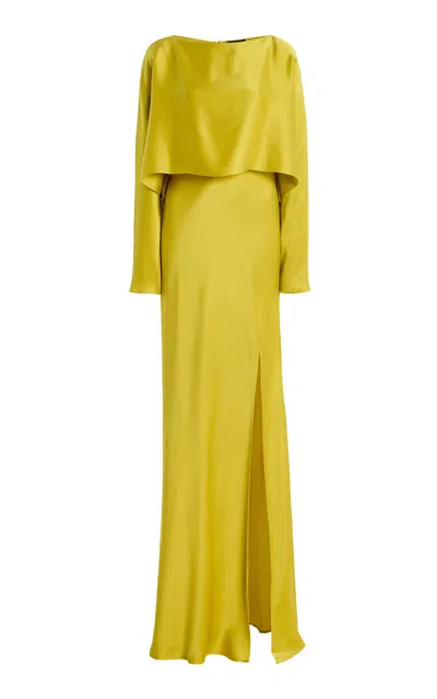 LAPOINTE LAYERED SATIN GAPE GOWN