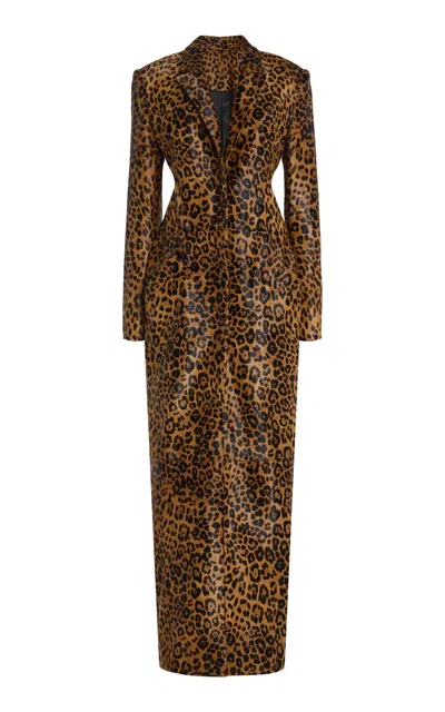 Lapointe Leopard Calf Hair Coat In Animal Print