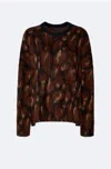 Lapointe Oversized Leopard Jacquard Crewneck Sweater In Black