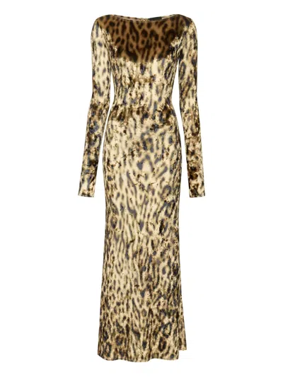 Lapointe Velvet Leopard Boatneck Gown