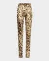 Lapointe Leopard-print Velvet Split-hem Leggings In Leopard