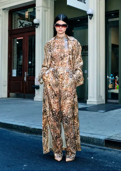 Lapointe Leopard Sequin Mock Neck Bodysuit