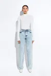Lapointe Lightwash Denim Double Seam Pant In Stoned Denim In Blue
