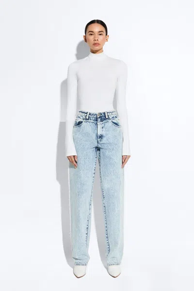 Lapointe Lightwash Denim Double Seam Pant In Stoned Denim