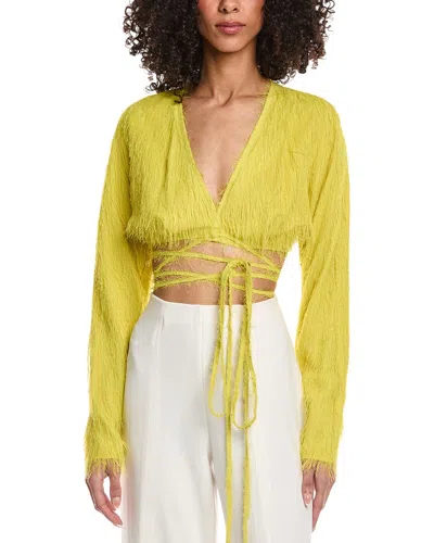 Lapointe Lightweight Fringe Tie Waist Top In Yellow