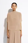 Lapointe Lightweight Georgette Cape Tee In Oat