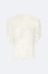 Lapointe Lightweight Georgette Cape Tee With Feathers In Cream