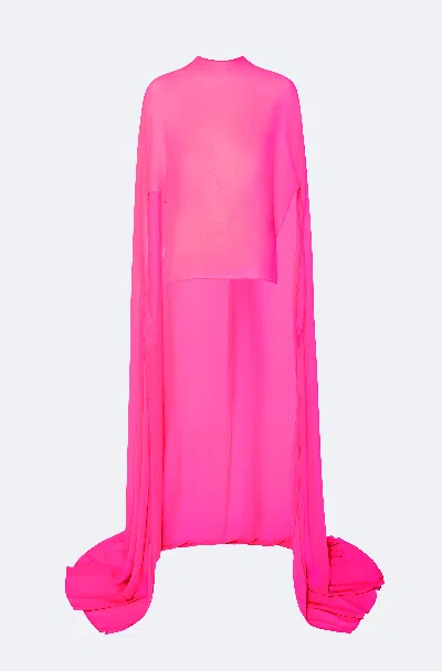 Lapointe Lightweight Georgette High Low Scarf Cape Top In Pink