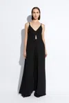 Lapointe Lightweight Georgette Long Cami Top In Black