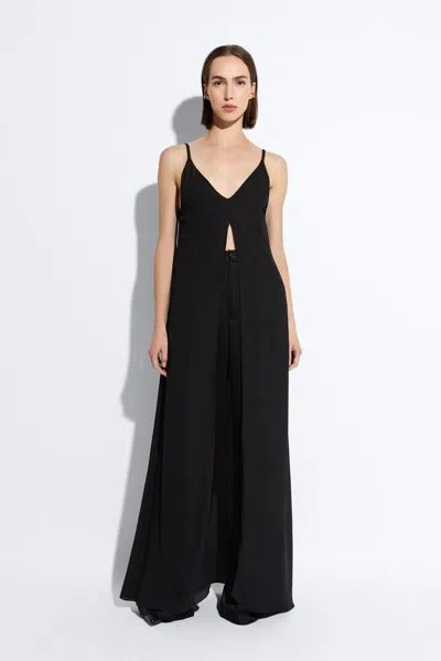 Lapointe Lightweight Georgette Long Cami Top In Black