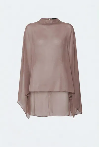 Lapointe Lightweight Georgette Oversized Cape Tee In Cinder