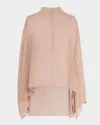Lapointe Lightweight Georgette Oversized Cape Top In Oat