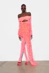 Lapointe Lightweight Georgette Skirt With Feathers In Hot Pink