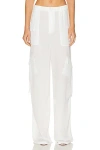 Lapointe Lightweight Georgette Utility Pocket Pant In White
