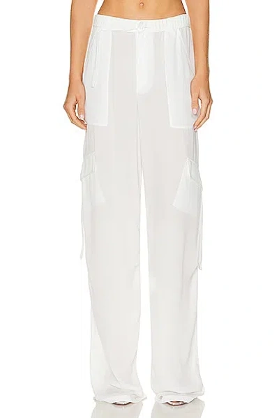 Lapointe Lightweight Georgette Utility Pocket Pant In White