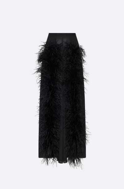 Lapointe Lightweight Georgette Wide Leg Pant With Feathers In Black